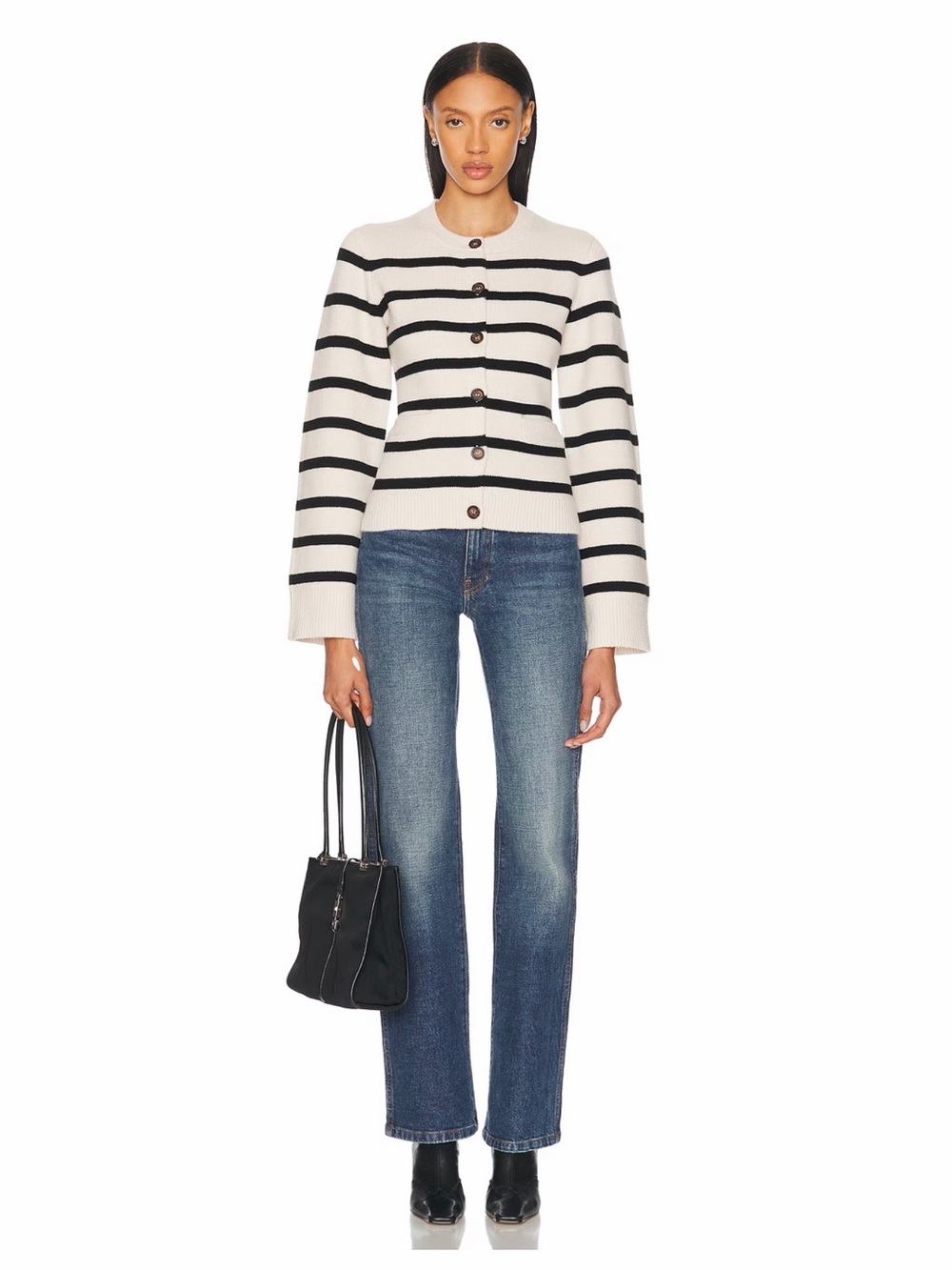 Jenni Kayne Cooper Cardigan in Ivory/Black Stripe NWT XS